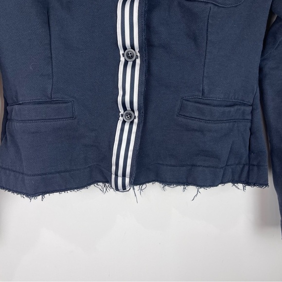 Vintage Adidas Logo Crest Blazer Jacket Navy Blue Women's Size Small Distressed - Picture 3 of 10